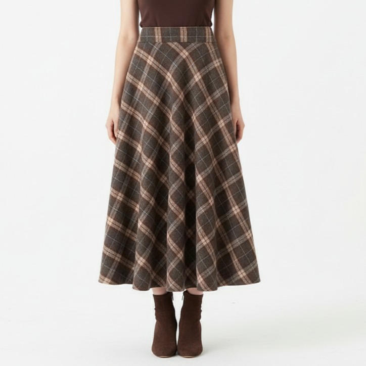 마켓피아 봄 체크 A라인 롱 스커트 15,090원