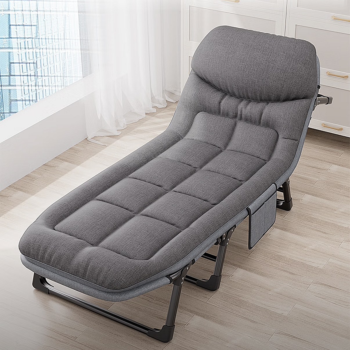 KURUA 무설치 낮잠 접이식침대 6단계 조정 대형 휴대용 야전침대 소음 없고 접이식 싱글침대 32,800원