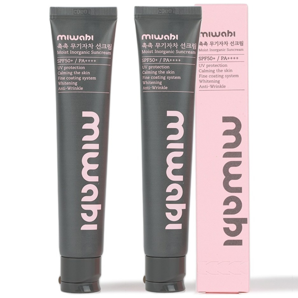 미와비 SPF50+ PA++++ 눈시림없는선크림 무기자차 파데프리 톤업 선크림, 50ml, 2개 27,200원