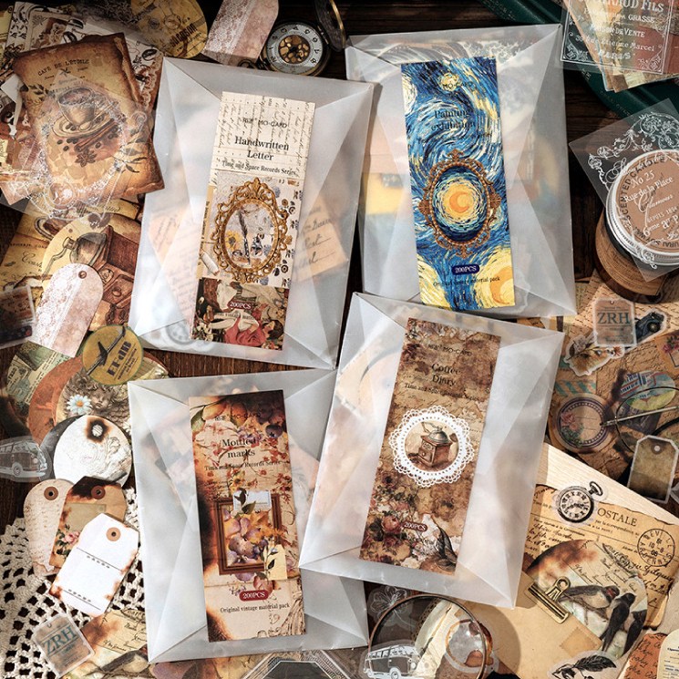 올리브파티 빈티지 감성 다꾸 스티커 메모지 배경지 200매 패키지 세트 29,800원