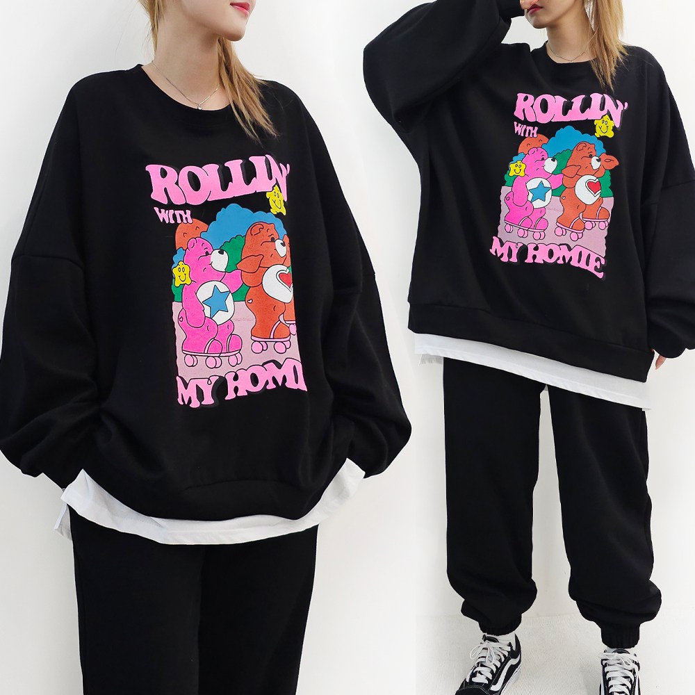 [면/기모선택 4XL] 롤러 레이어드 스웨트 셋업 55~88까지 3COLOR 맨투맨+조거팬츠 SET 츄리닝 트레이닝 오버사이즈 루즈핏 세트 32,900원