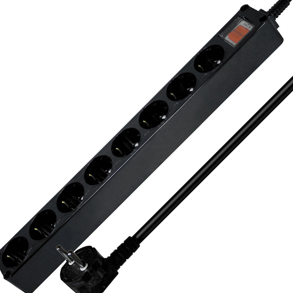 현대일렉트릭 블랙 멀티탭 통합스위치 과부하차단 8구 10구 누전차단 10구 1.5미터 2.5미터 5미터 [안전커버 증정], 5m, 1개, HM-16-8구 29,800원