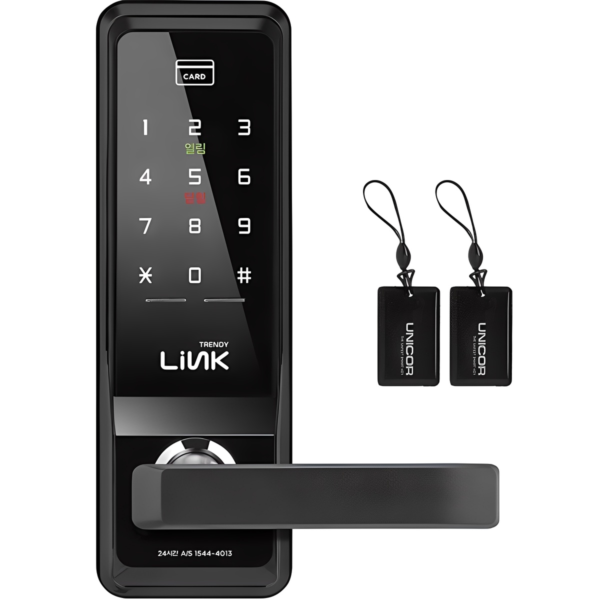 Link 트렌디플러스 무타공 손잡이 있음 도어락 + 카드키 2p  세트 61,300원