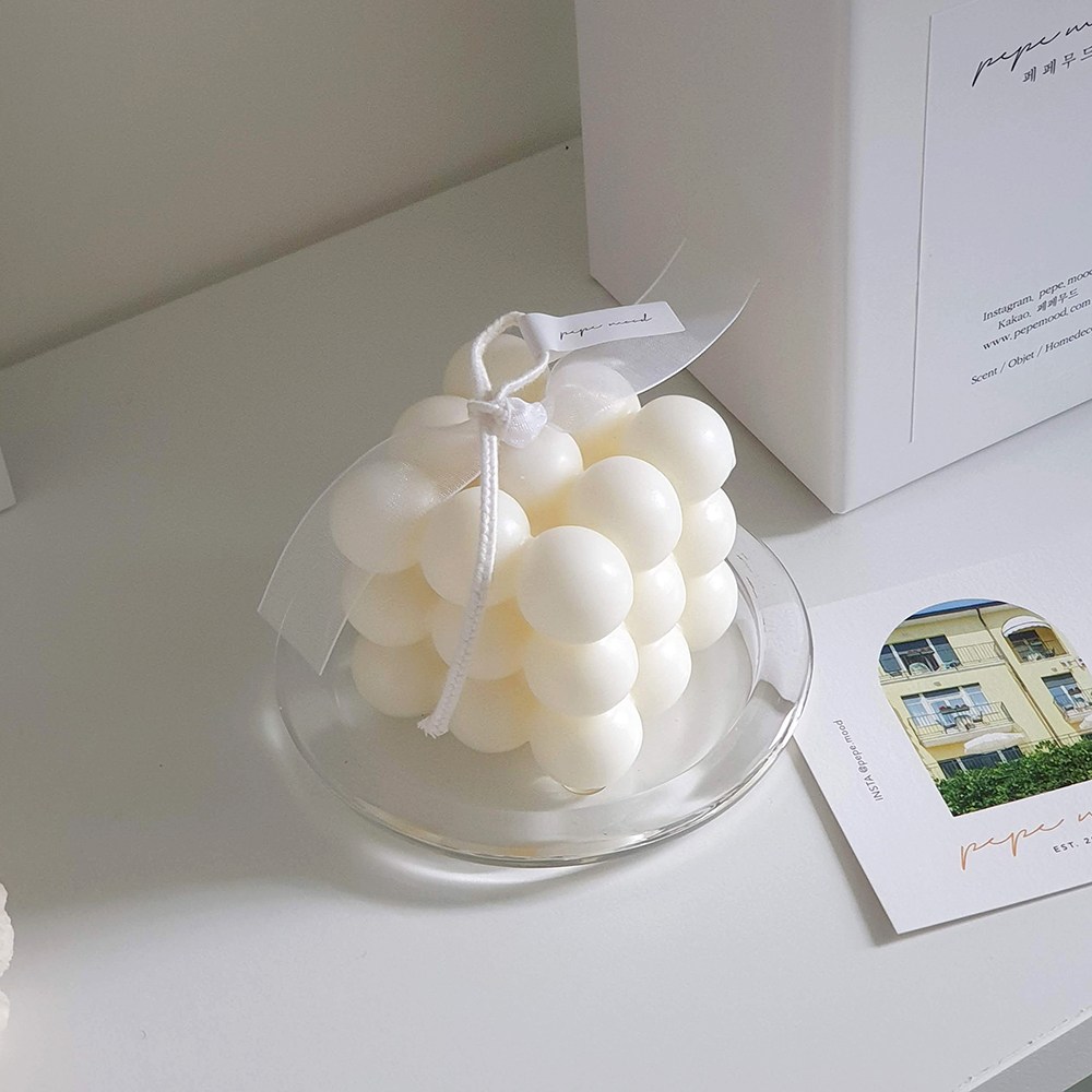 파스텔 큐브 캔들 (화이트) + 캔들받침 세트 (상자포장) 봉봉 오브제, 블랙베리&베이 16,700원