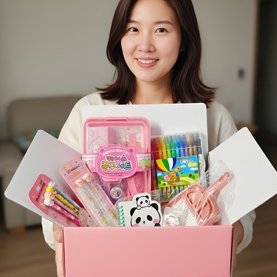 모쿠쿠 문구 학용품 선물 세트 [2종 졸업 입학 신학기 새학기 준비물 조카 생일 답례품 문구류 해달 오리 펭귄 병아리 수달] 46,080원