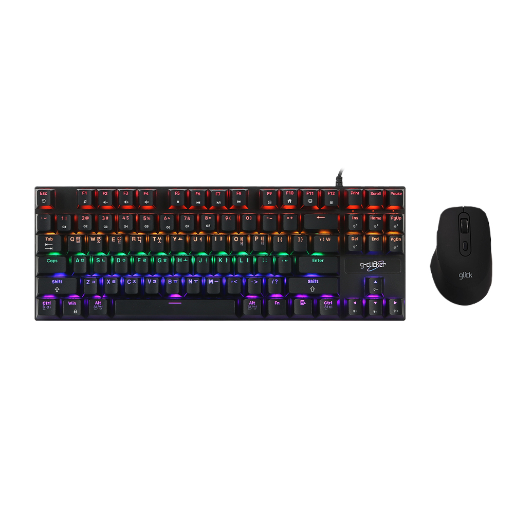 지클릭커 GMK-587 87키 텐키리스 게이밍 기계식 키보드 마우스 세트 블랙 (갈축) 34,900원