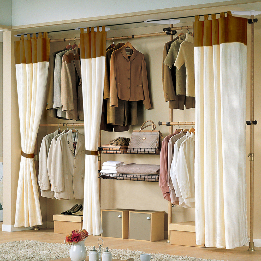 가화홈시스 우드 5단 바구니수납 드레스룸 트리플커튼 행거 WSLB4502STC 114,500원