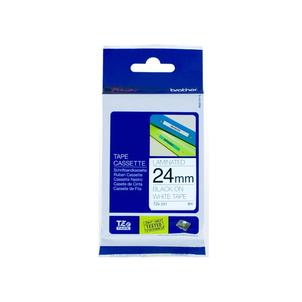 (brother) 브라더 라벨테이프 TZe-251 24mm 흰색바탕 검정글씨 Black on White tape 27,500원