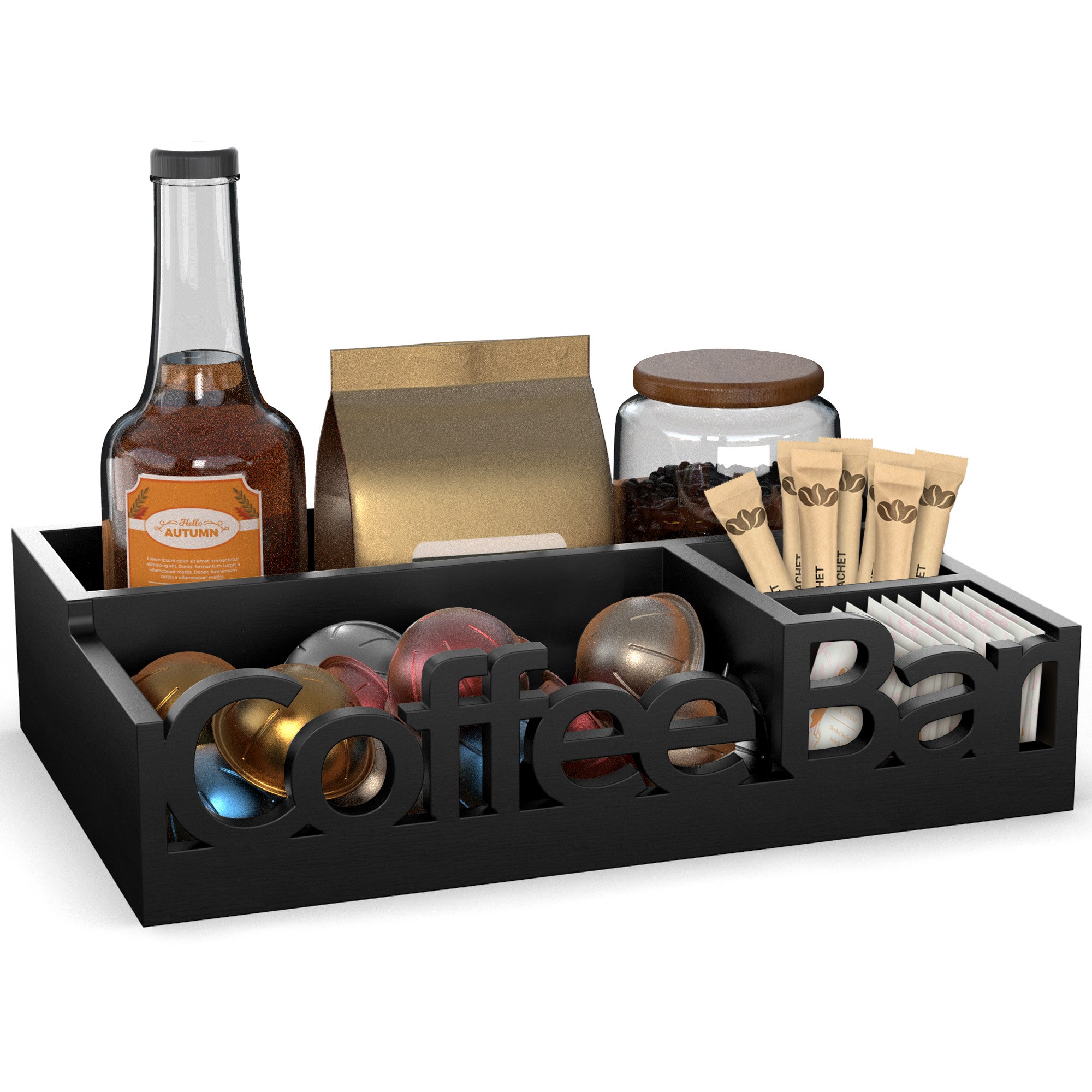 애드핏하우스 사무실 탕비실 홈카페 커피 티백 간식 다용도 정리함 보관함 트레이, 1개, 블랙 19,900원