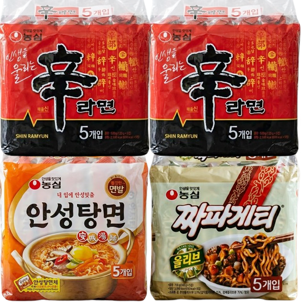 농심 신라면, 120g, 5개입, 2개 + 안성탕면, 125g, 5개입, 1개 + 짜파게티, 140g, 5개입, 1개 23,200원