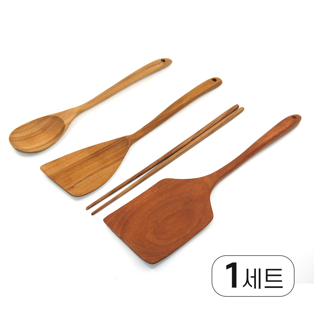 [케이솔루션] 우드 에풀라이 티크나무 조리도구 4종세트, 1개 25,800원