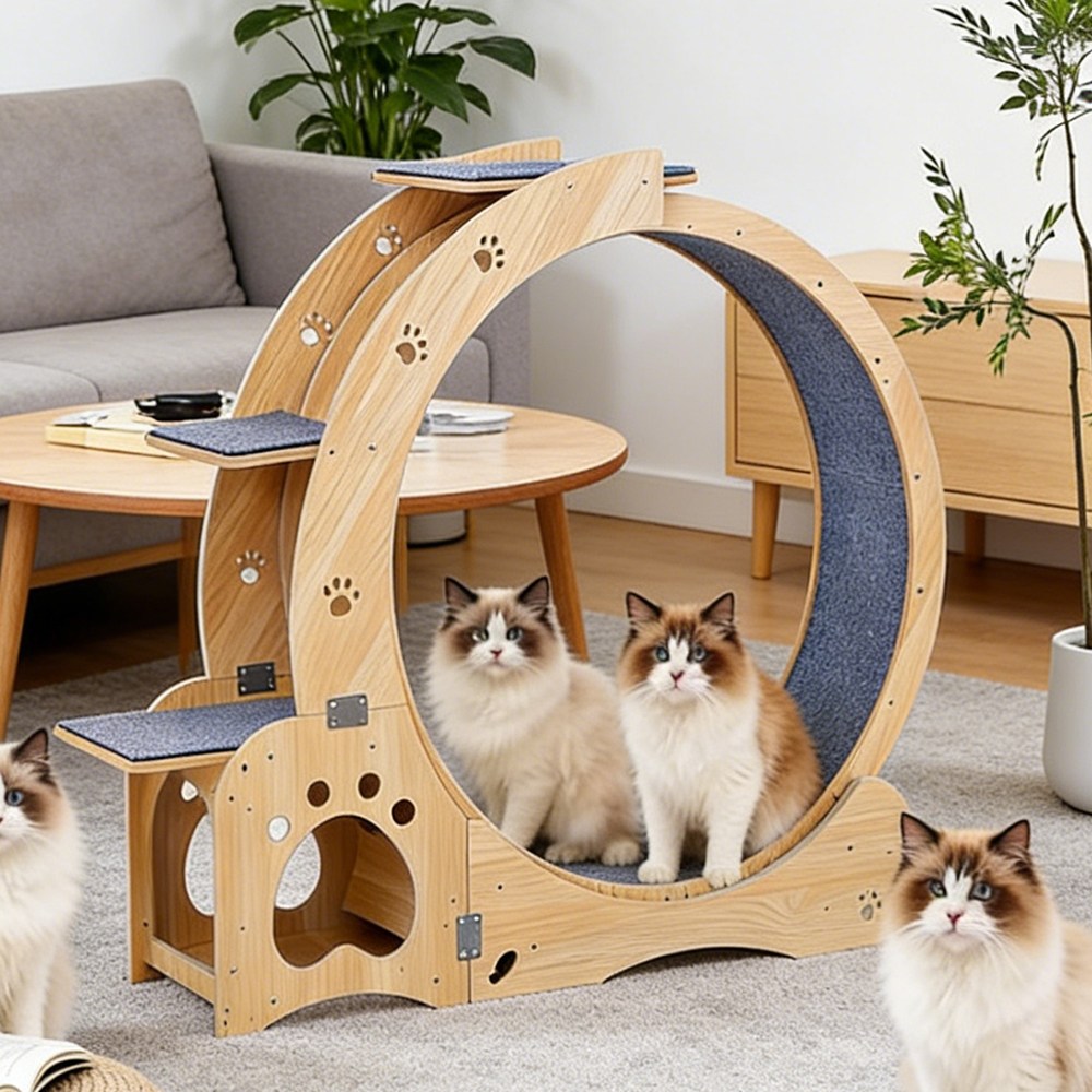 EVIO 다기능 무소음 캣휠 캣타워 업그레이드 버전, 1개, 원목 159,900원