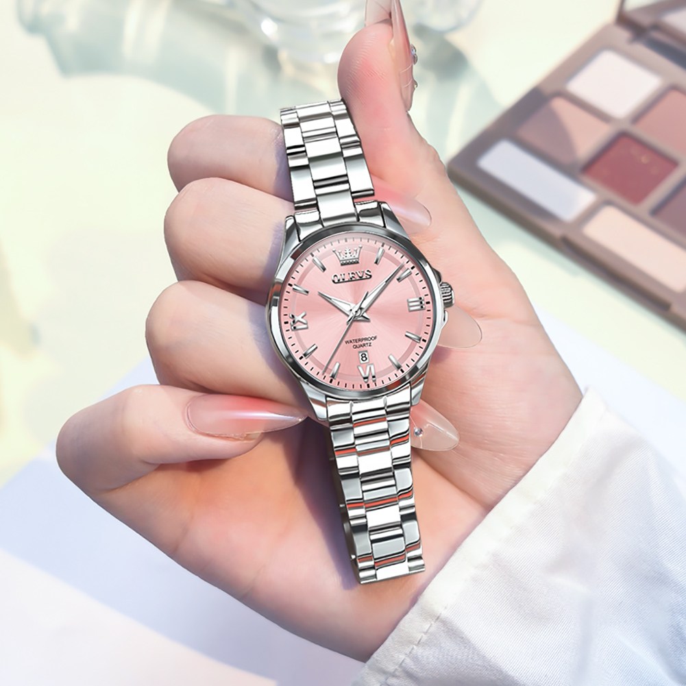 OLEVS 여성손목시계 정품쿼츠 럭셔리 명품 워터프루프 야광 일력 메탈시계 30,700원