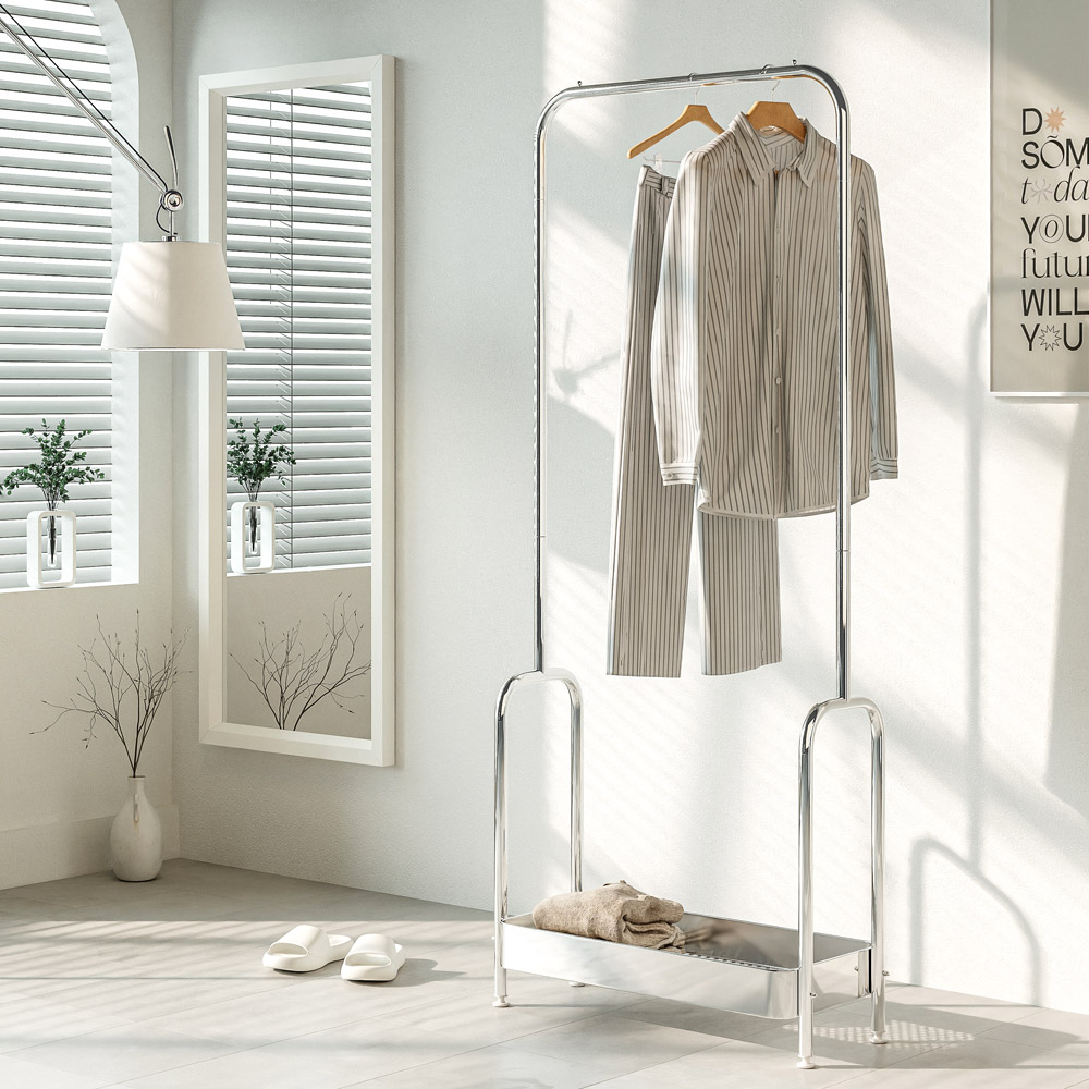 키모 스탠드 미드센츄리 수납 행거 1단 600, 실버 29,900원