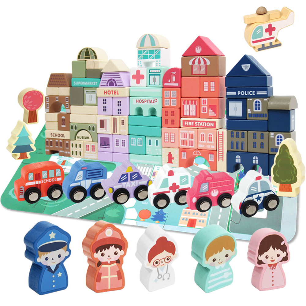 젠토이 코펜하겐 원목 빌딩 놀이판 블록 140p 27,570원