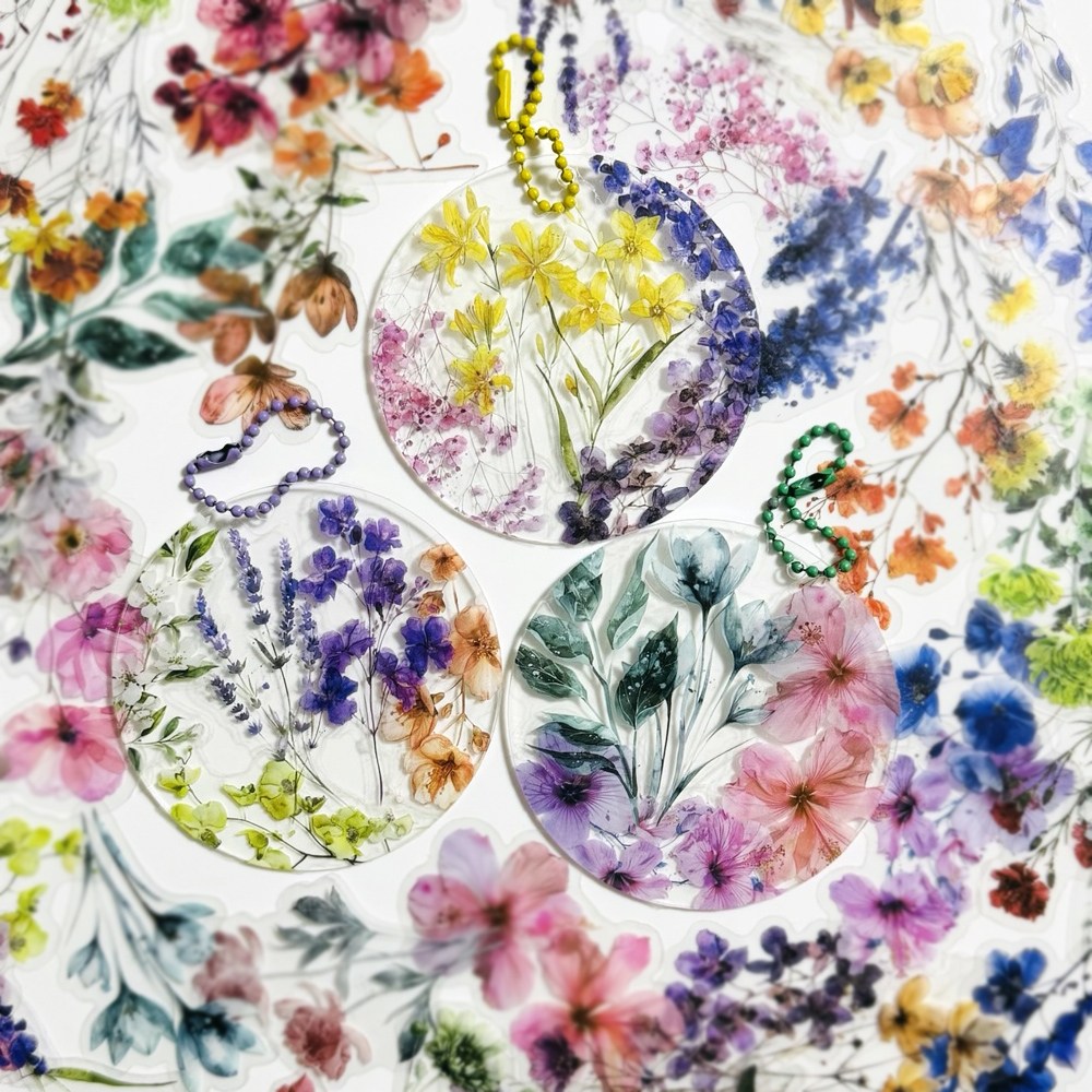 데일리펀 예쁜 압화 봄꽃 꽃 다꾸 스티커 키링 만들기세트, 1세트, 압회키링 8,900원