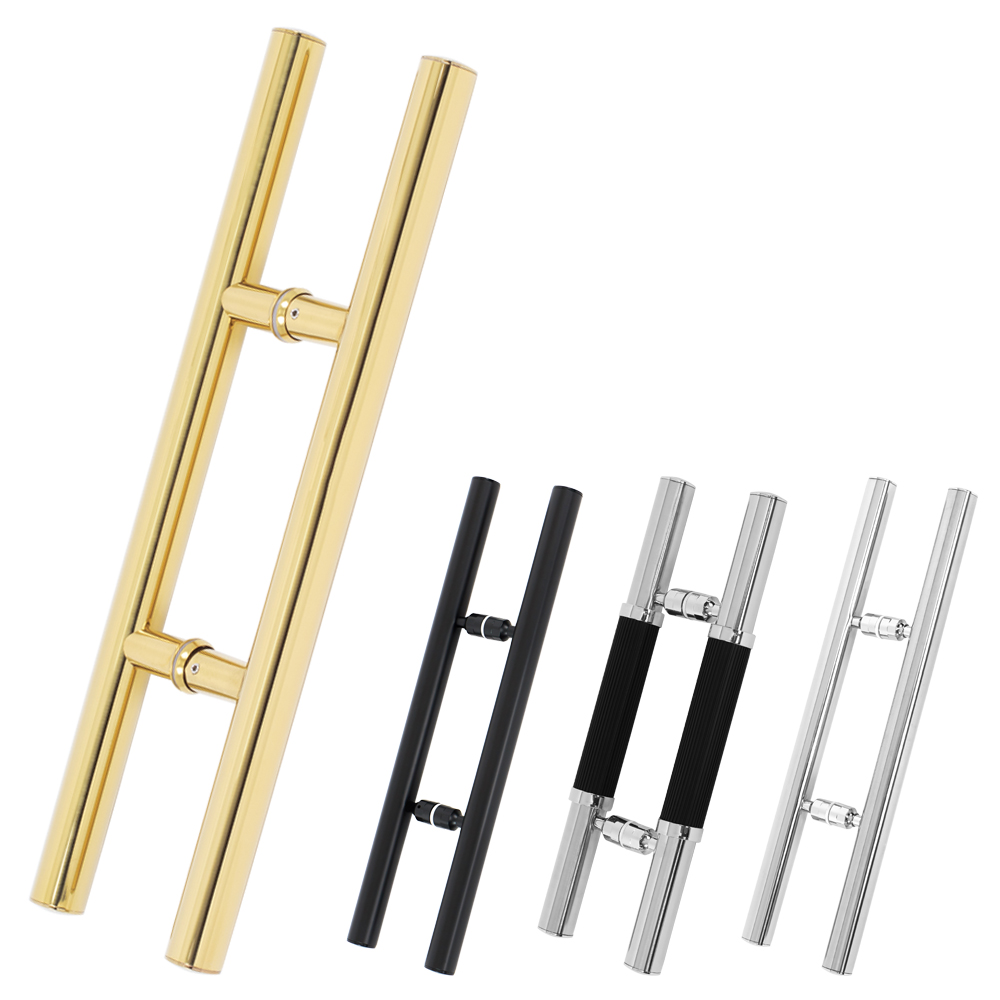 철물이네 강화도어 손잡이 200mm 스텐 원형 H자 출입문 유리문, 골드유광 (홀간격 200mm) 31,000원