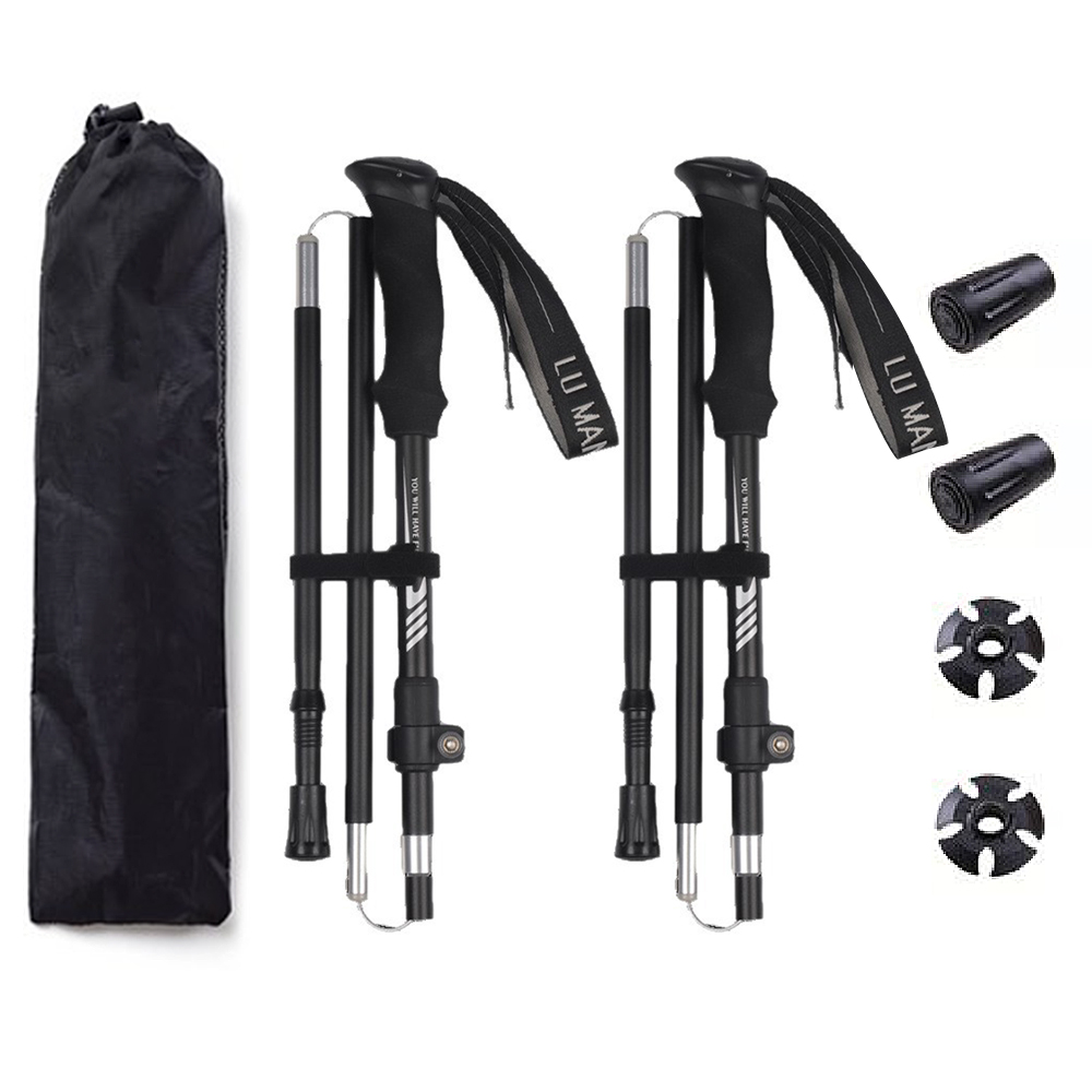 초경량 알루미늄 합금 접이식 5단 등산 스틱 세트, 1세트, 블랙 27,900원