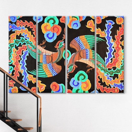 꾸밈데코_노프레임액자_한국전통문양봉황대형노프레임옆면까지출력박스형액자_세트(cq328)_인테리어액자벽장식월데코, 1개 291,340원