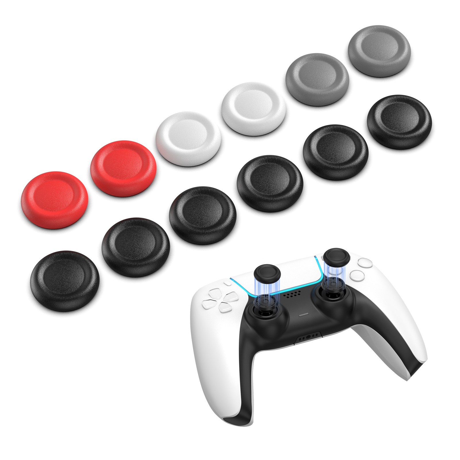 이이네 PS5 듀얼센스 컨트롤러 조이스틱 교체 캡 12p 세트 플스4 플스5 컨트롤러 교체용 스틱커버, 1세트, 스틱캡 12개입, L1256 16,000원