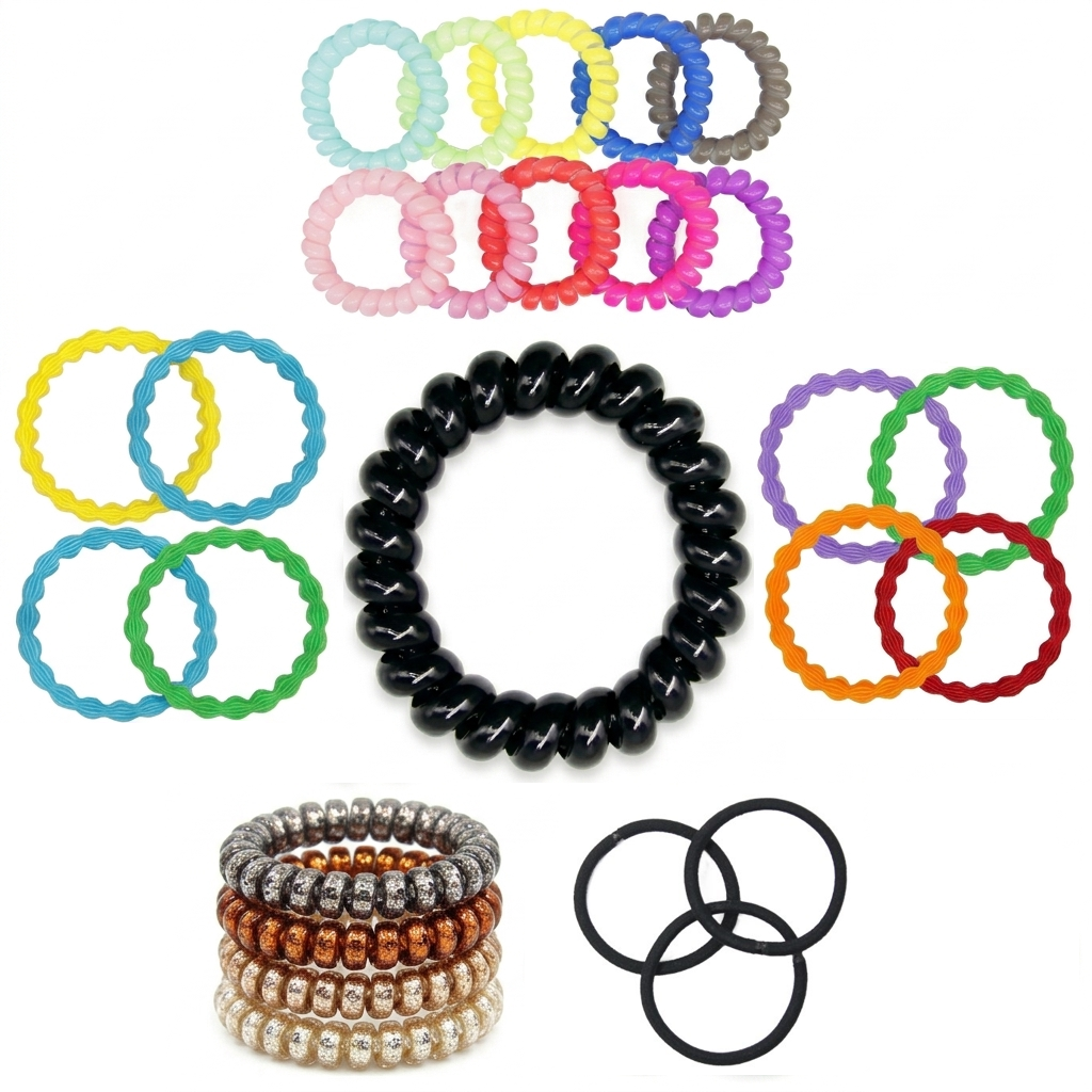 스프링 머리끈 전화선 머리고무줄 무매듭 헤어밴드 컬러 헤어끈 12,000원