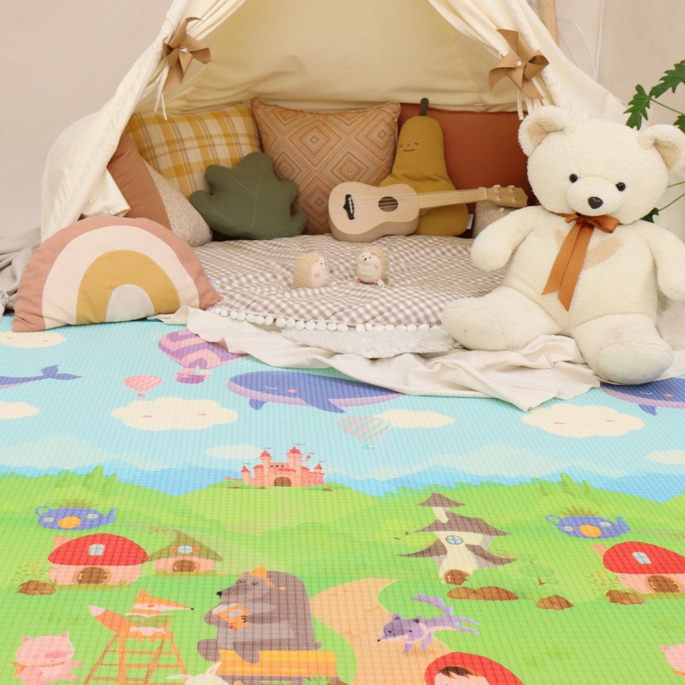 쿠셔니 놀이매트 아기매트 유아매트 논슬립 150x200x1.2cm, 빨간모자 유아리빙매트 26,900원