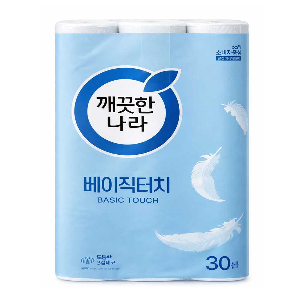 깨끗한나라 베이직터치 3겹 30롤 두루마리 화장지 휴지, 1개, 30롤 17,500원