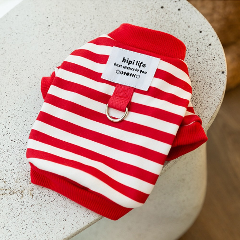 메디펫 강아지 반려동물 기모 옷 올인원 스트라이프, 레드, 1개 8,700원