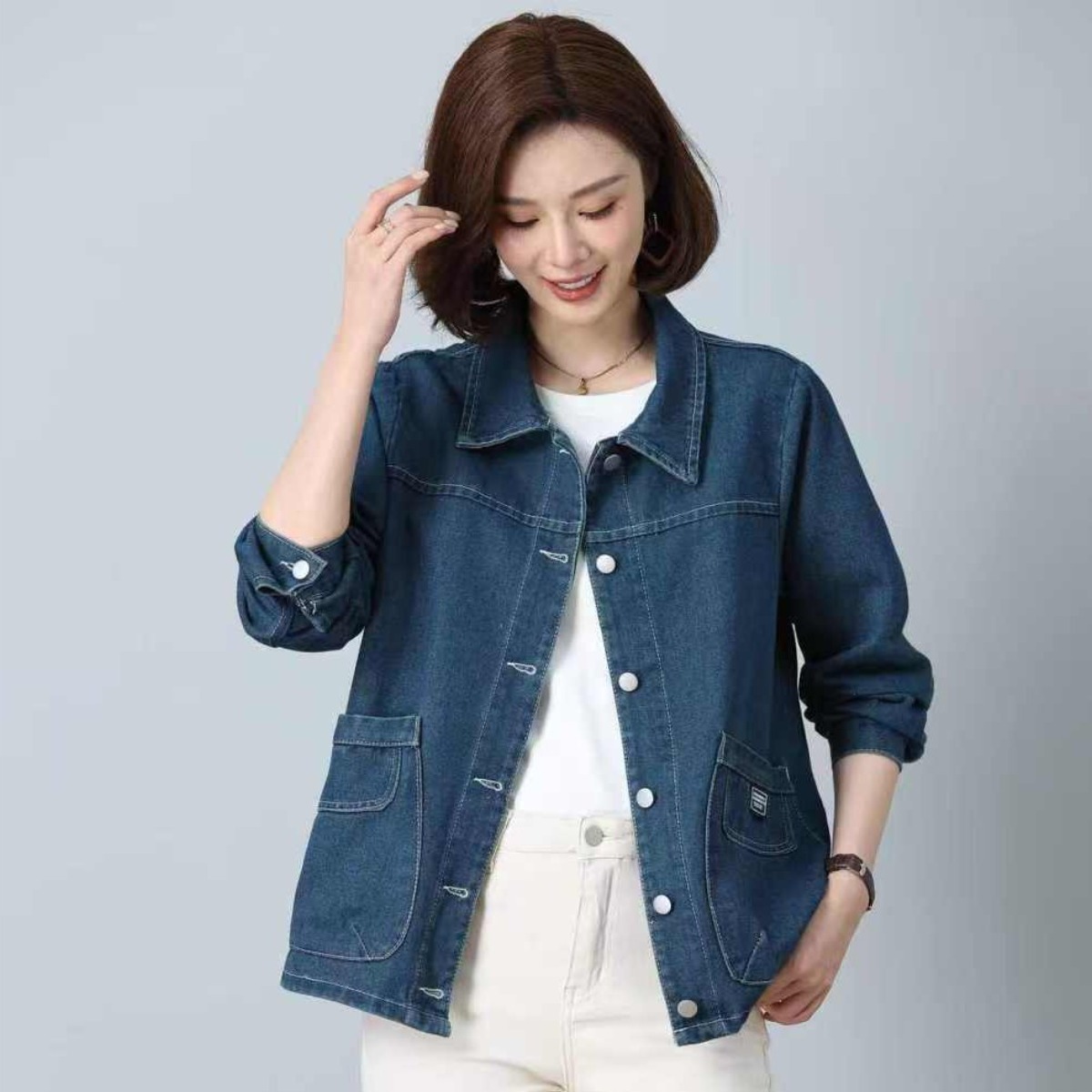 COSYEVNO  여성 루즈핏 긴팔 데님 자켓 봄 가을 포켓 아우터 TZKnzwt-10 28,340원