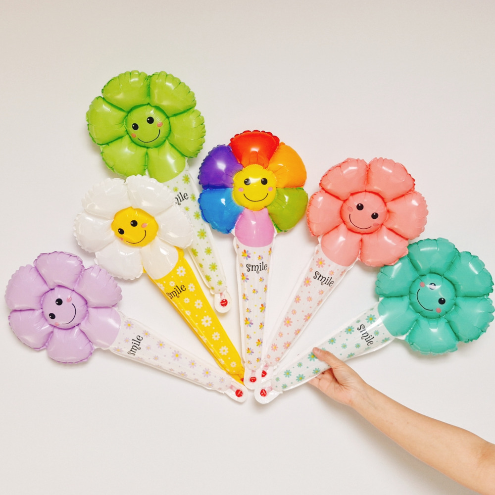 스마일파티 데이지 스틱 막대 풍선 꽃다발, 1세트, 혼합6종 7,000원