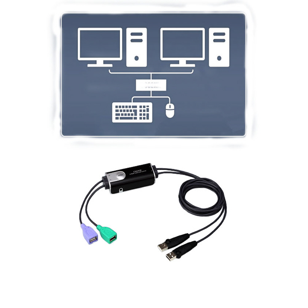 ATEN 바운드리스 스위칭 USB KM 스위치 컴퓨터 본체 2대 PC 공유 모니터 망분리 선택기 마우스 키보드 43,800원