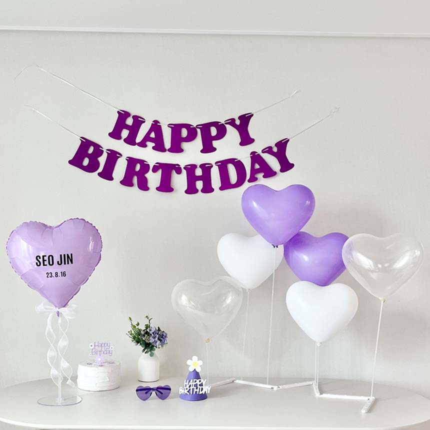 연지마켓 생일 가랜드 파티 용품 세트 하트 풍선 레터링 (고깔 안경 포함) 14,900원