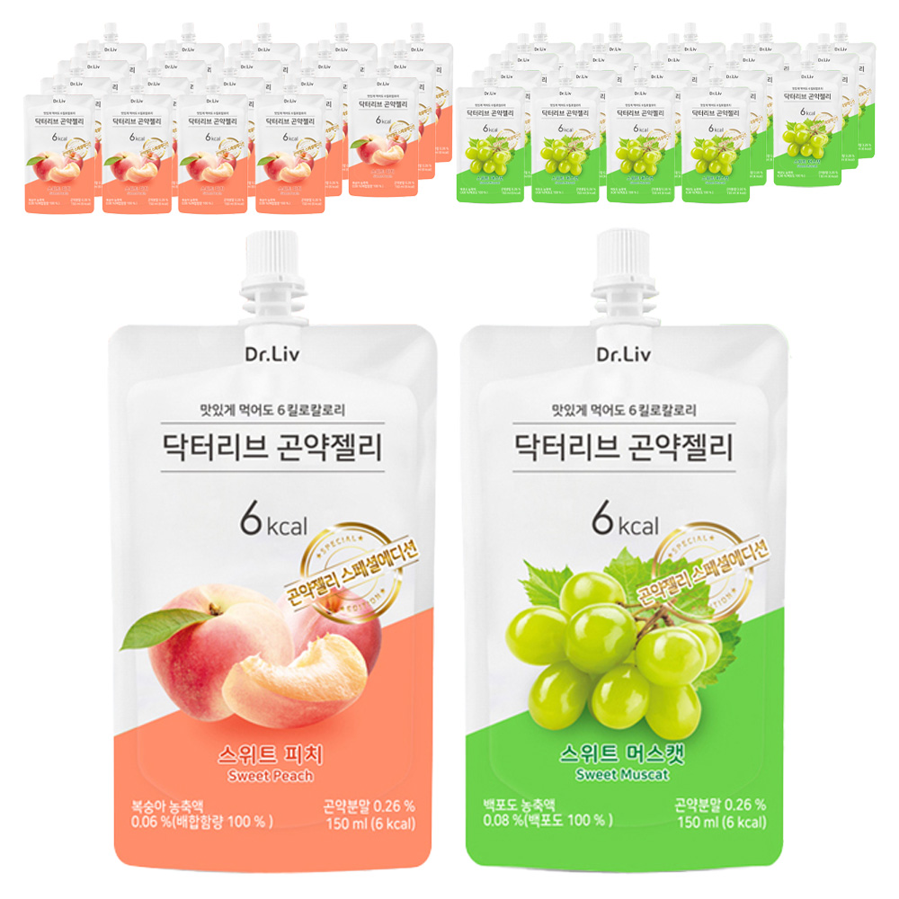 닥터리브 곤약젤리 스위트 머스캣 150ml x 10p + 스위트 피치 150ml x 10p, 2세트 56,740원