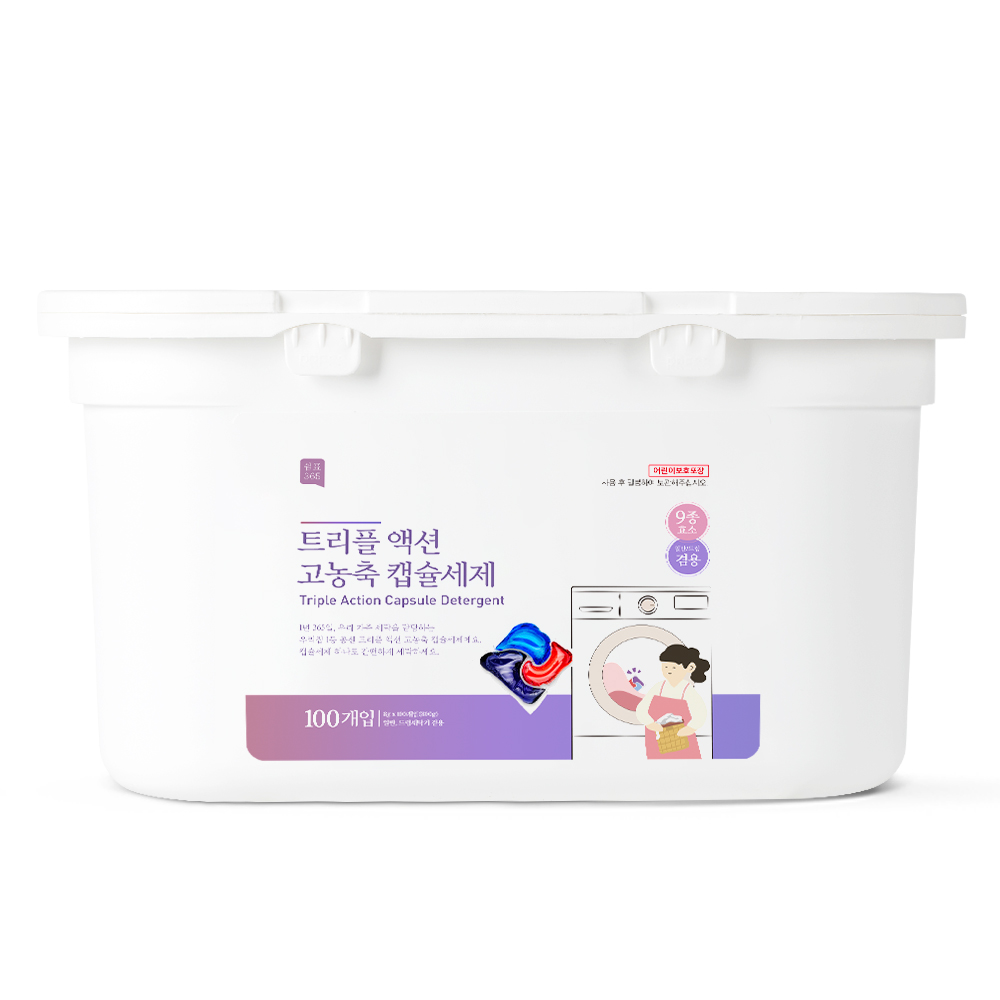 쉼표365 트리플 액션 고농축 캡슐세제 100개입 x 1세트 세탁세제 중성세제 드럼 일반 겸용 대용량, 1세트, 100개입 21,900원