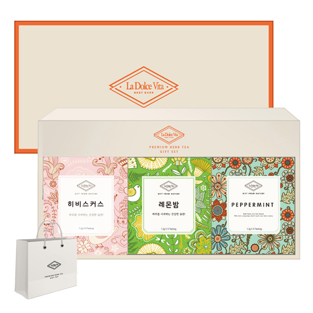 라돌체비타 프리미엄 허브차 3종 선물세트 + 쇼핑백, 1세트 15,750원