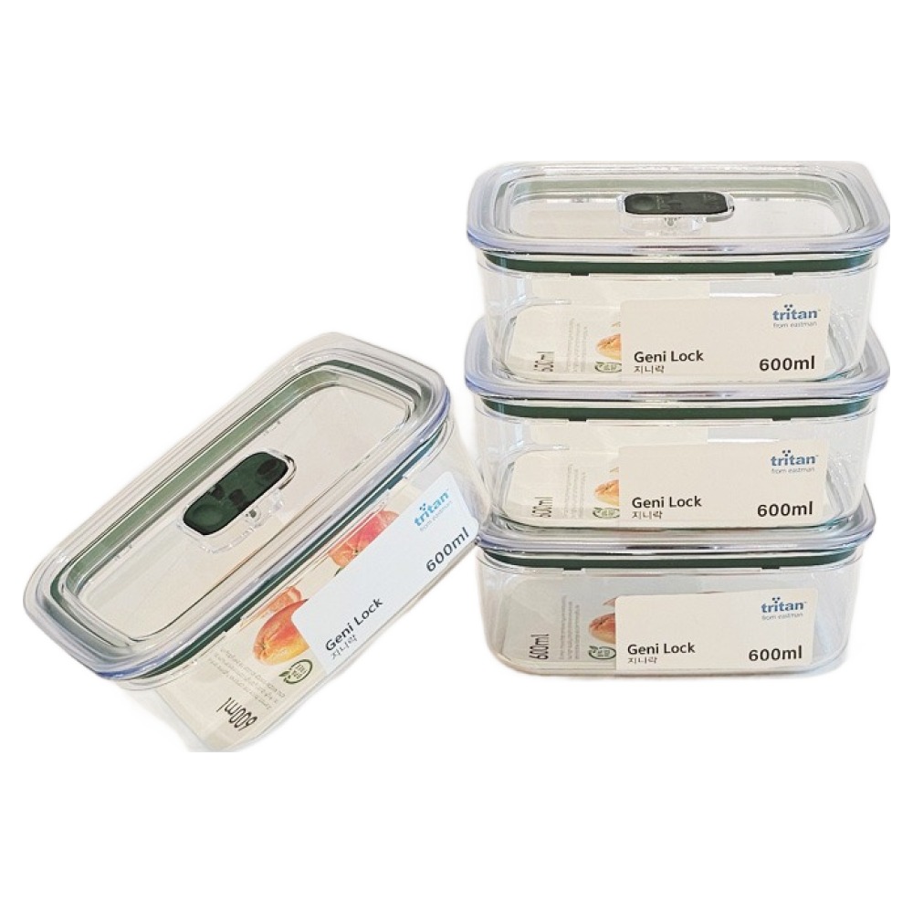 ecosense 지니락 올트라이탄 직사각 밀폐용기 600ml, 4개, 밀폐용기 600ml 4p 34,300원