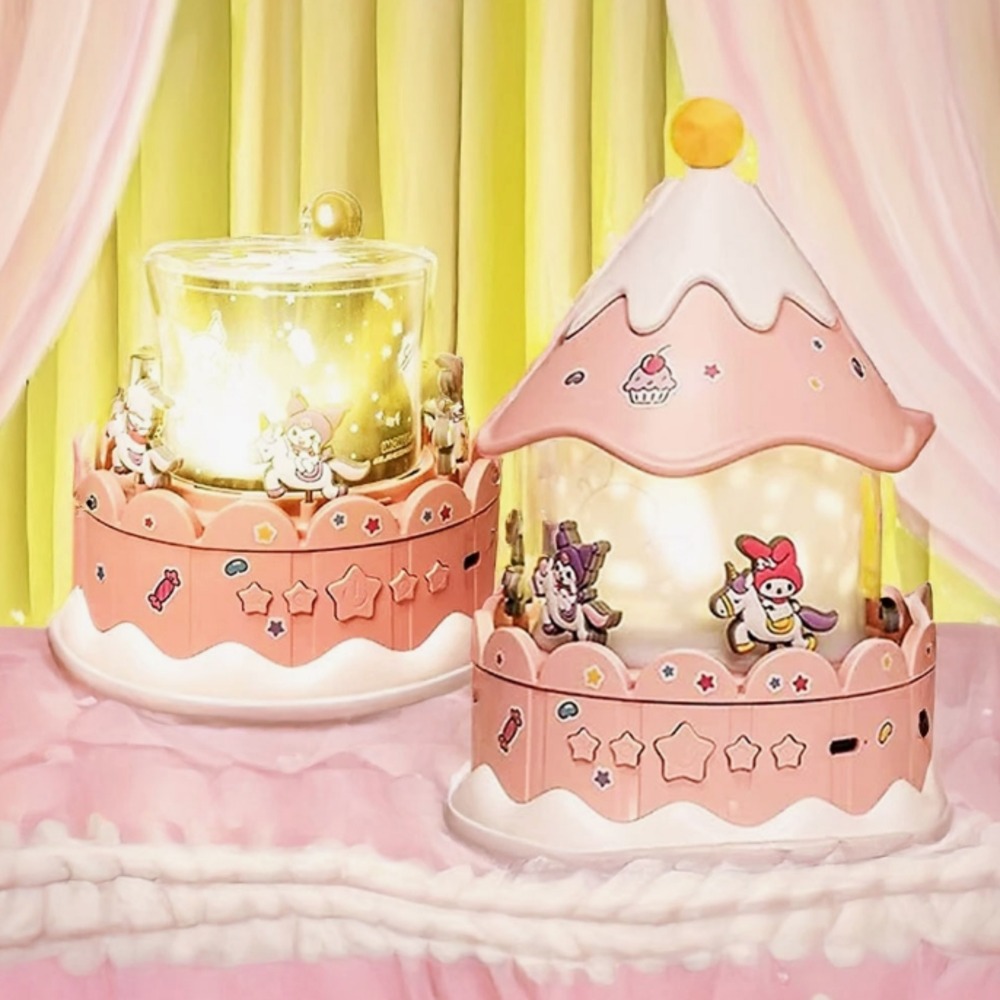 산리오 회전목마 빔프로젝터 무드등 시나모롤 마이멜로디 쿠로미 포차코 헬로키티 귀여운 캐릭터 선물용 34,800원