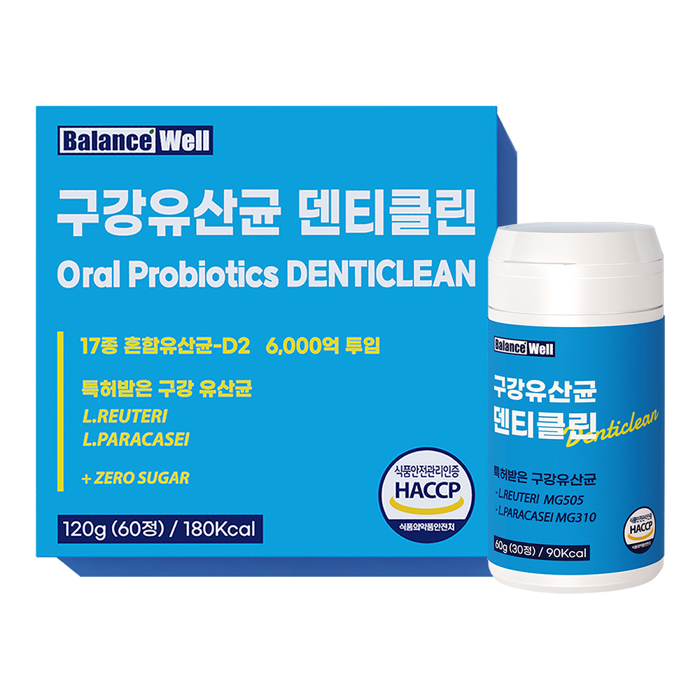 밸런스웰 덴티클린 특허 구강유산균 HACCP 식약처 인증, 60정, 1박스 29,800원