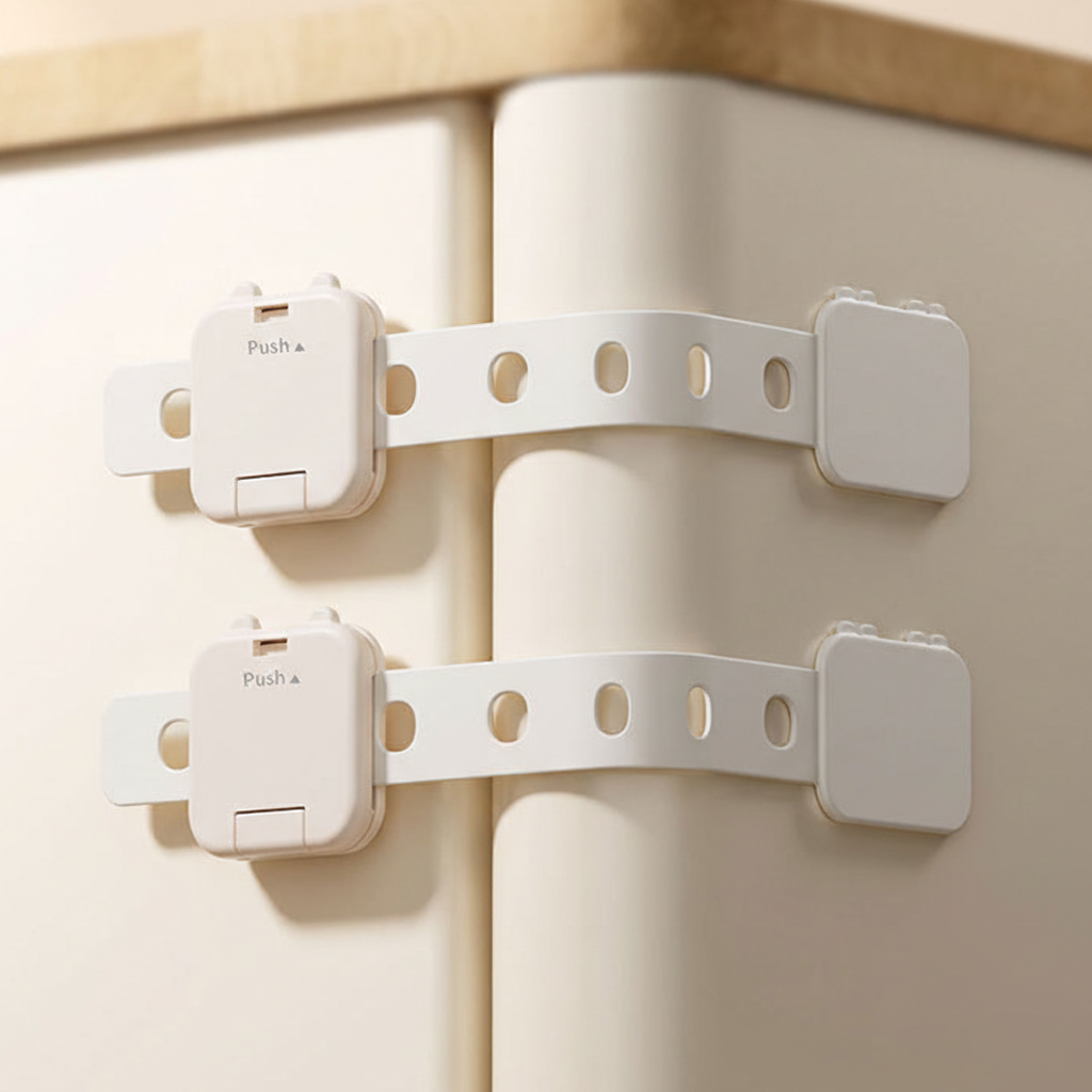 몽빵 길이조절 밴드형 다용도 서랍 잠금장치, 베이지, 10개 15,900원