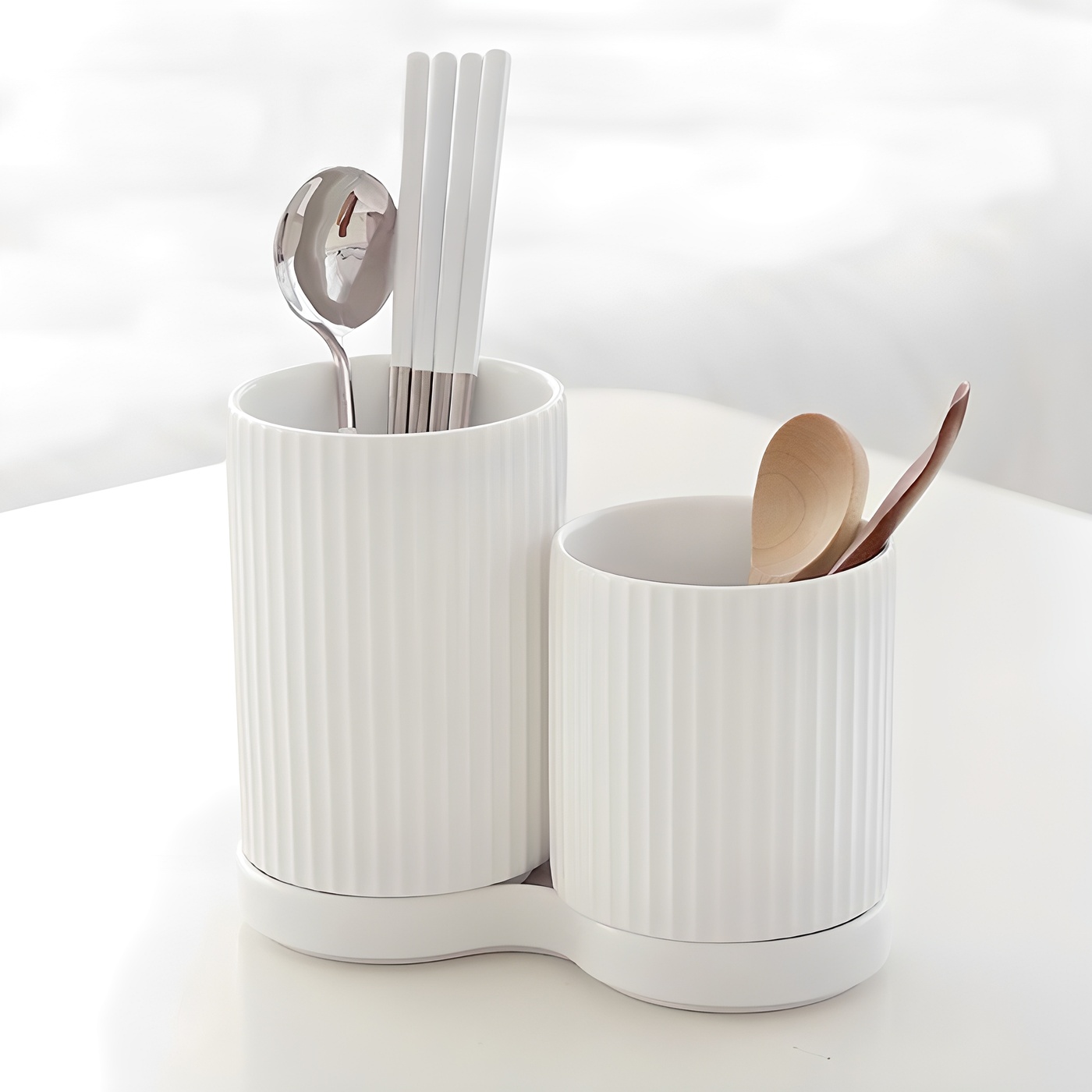 네이쳐리빙 플리츠 물빠짐 도자기 수저통 2구 13,400원