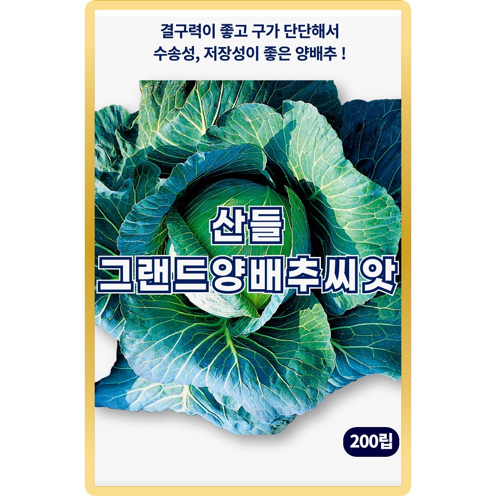 산들 그랜드 양배추 씨앗 200립 결구력 저장성 좋은 중조생형 양배추씨 종자, 1개 1,500원