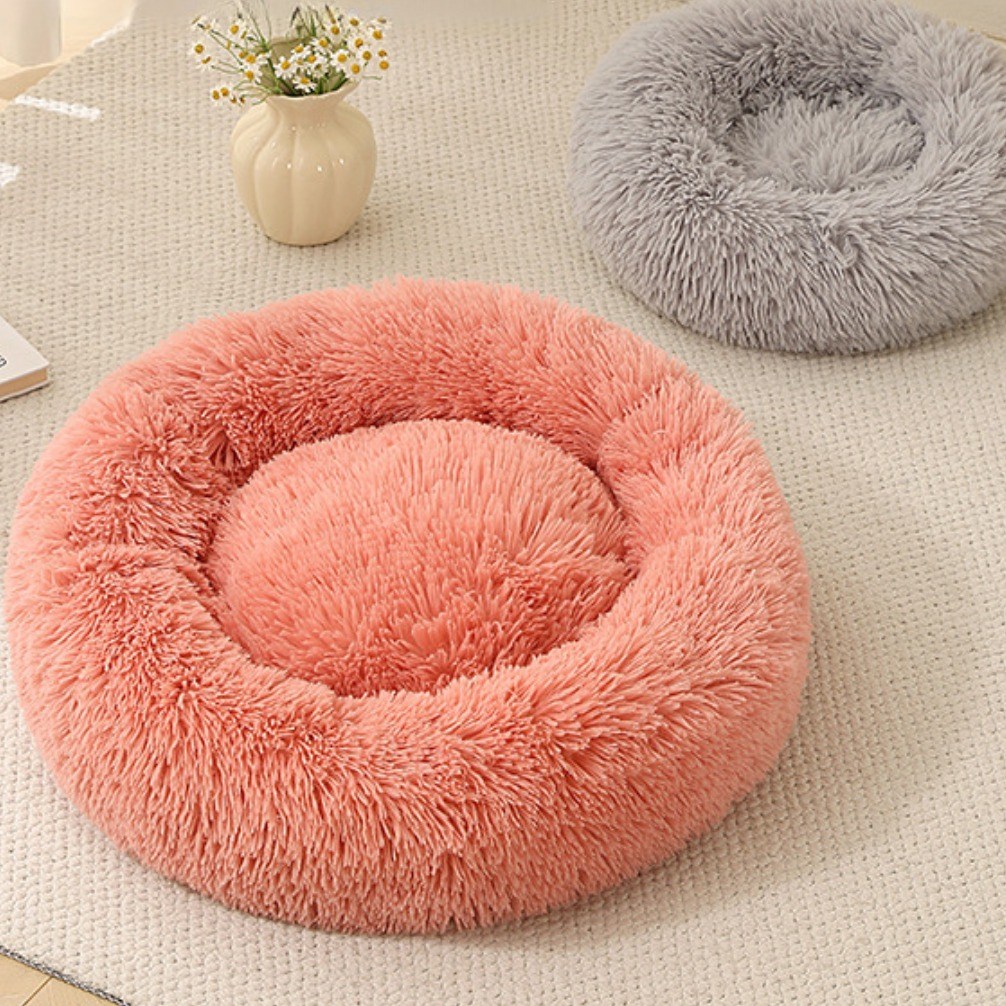 4계절용 코르크 페트 털 까지 빨 수 있는 고양이/개 집두꺼운 털 펫 하우스둥근 모양의 플러시 펫 라운지유카트 전용 보온용 작은 집, 1개, 연한 회색 7,000원