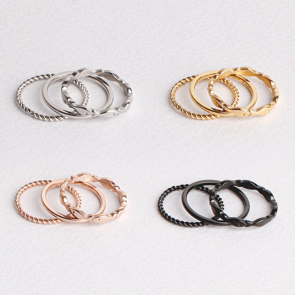 VARAM [3종세트] 써지컬316L스틸 에떼르 물고기 반지 세트 18,700원