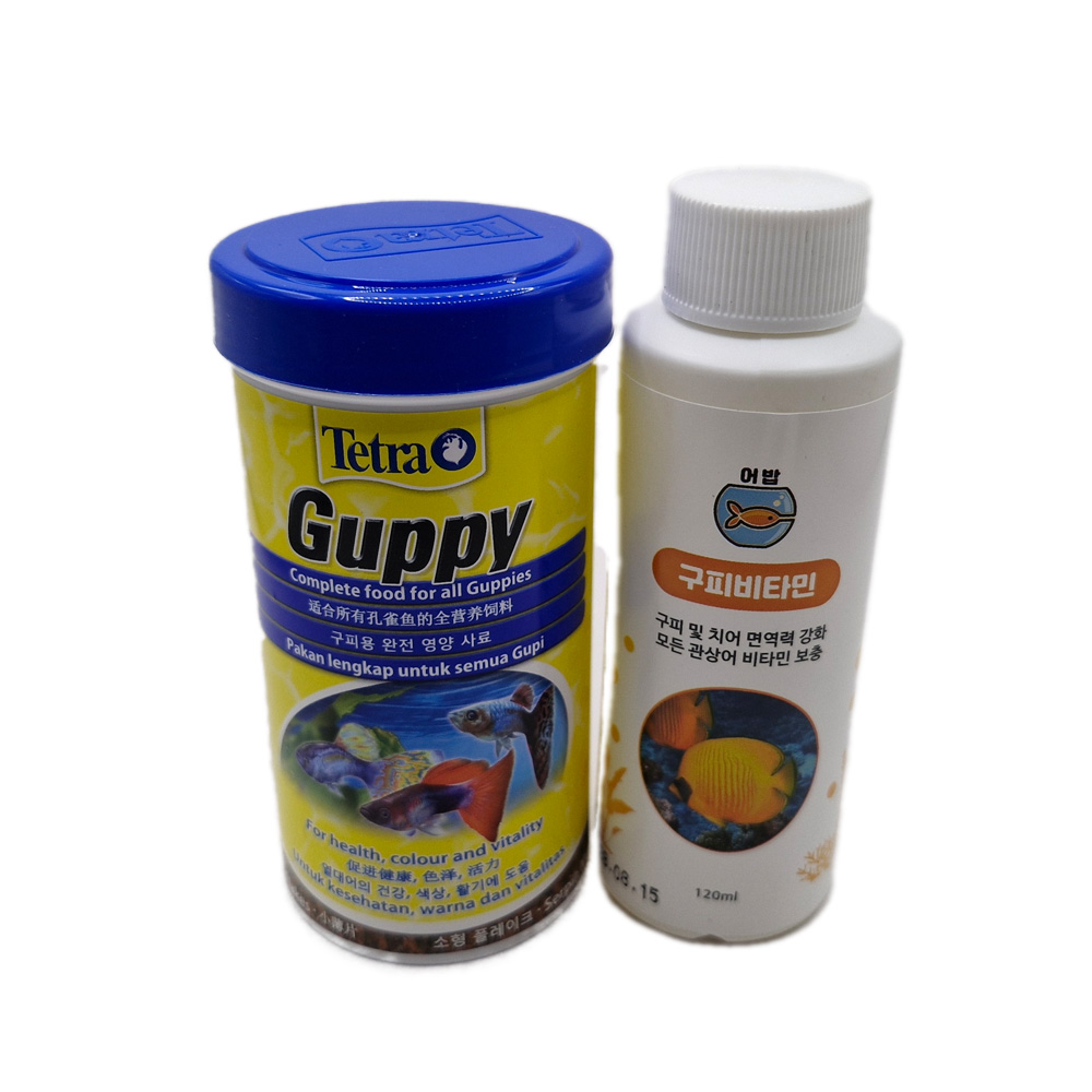 테트라 구피 푸드 250ML + 어밥 구피 비타민 120ML 10,900원