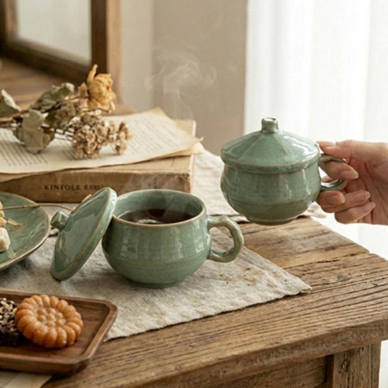 이천도자기 청자 부부 뚜껑 커피잔 세트 선물용 찻잔 다기 다도구, 1개, 상세페이지 참조 57,060원