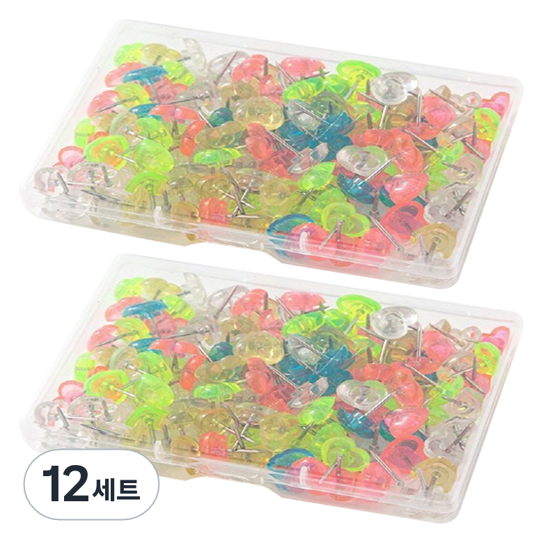 문구담 귀여운 하트모양 압정 50p 세트 투명컬러, 12세트 47,400원