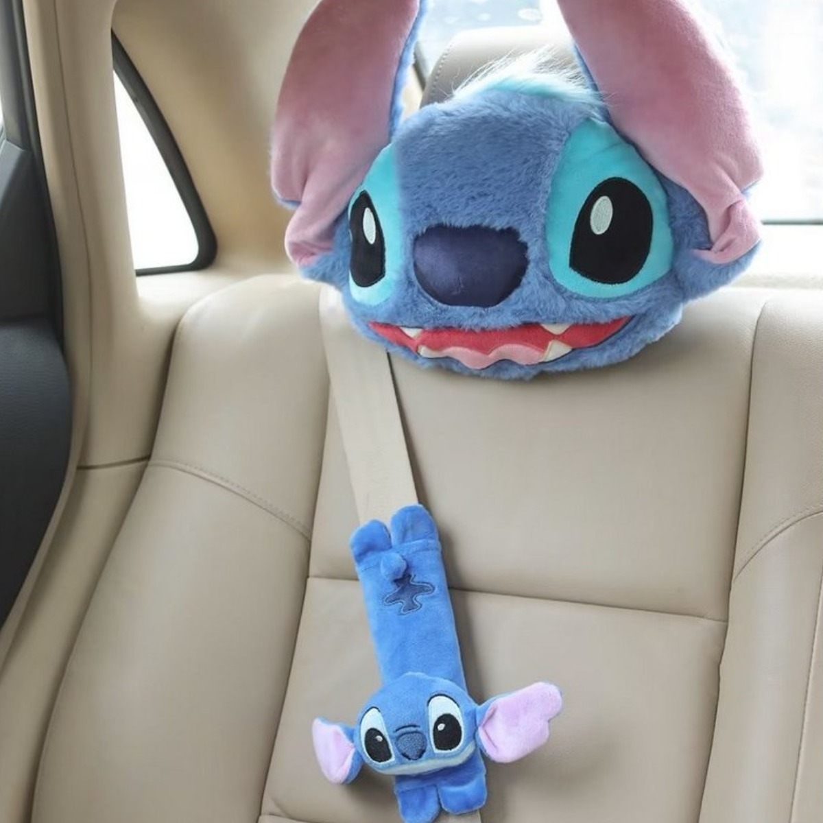 스티치 자동차 헤드레스트 베개와 안전벨트 커버 세트, 목헤드+벨트커버, 1세트 24,900원