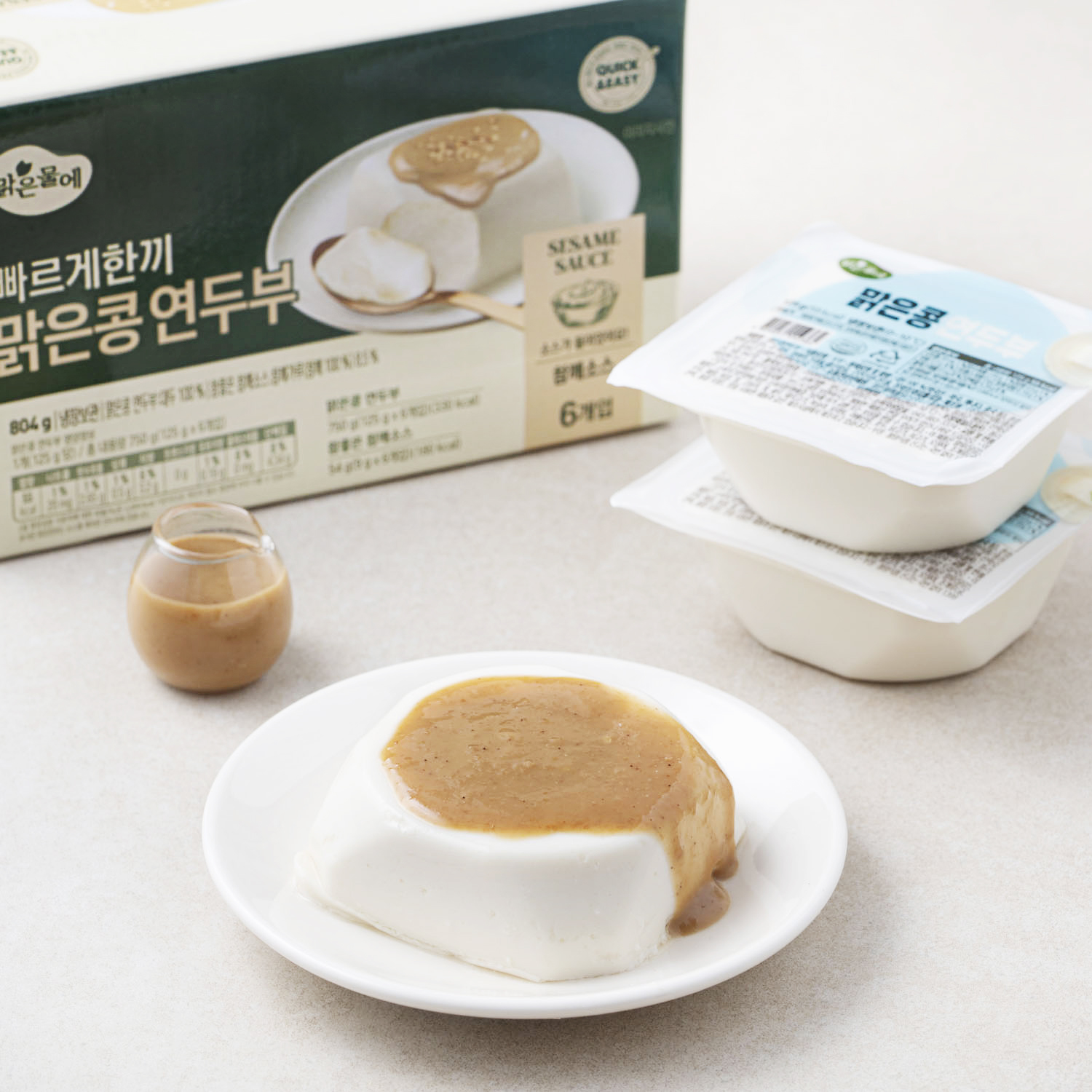 [로켓프레시] 맑은물에 빠르게한끼 맑은콩 연두부 참깨소스 6입, 804g, 1개 5,990원