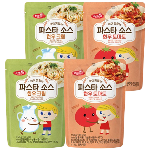 베베스트 아이 맛있는 파스타 소스 2종 (한우 크림+한우 토마토), 2세트, 300g 18,900원