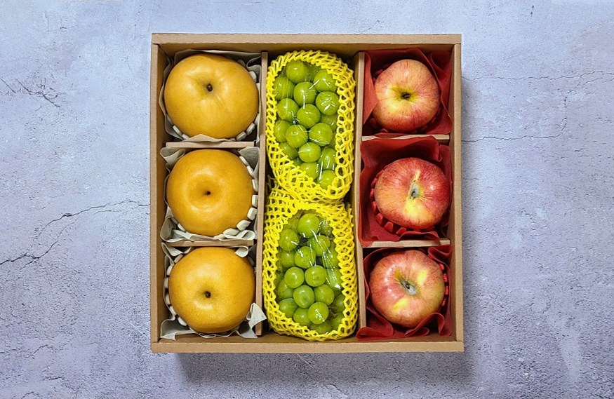 [설 선물세트]고급 선물포장 고당도 알찬세트 사과/배/샤인머스켓, 1박스 72,000원